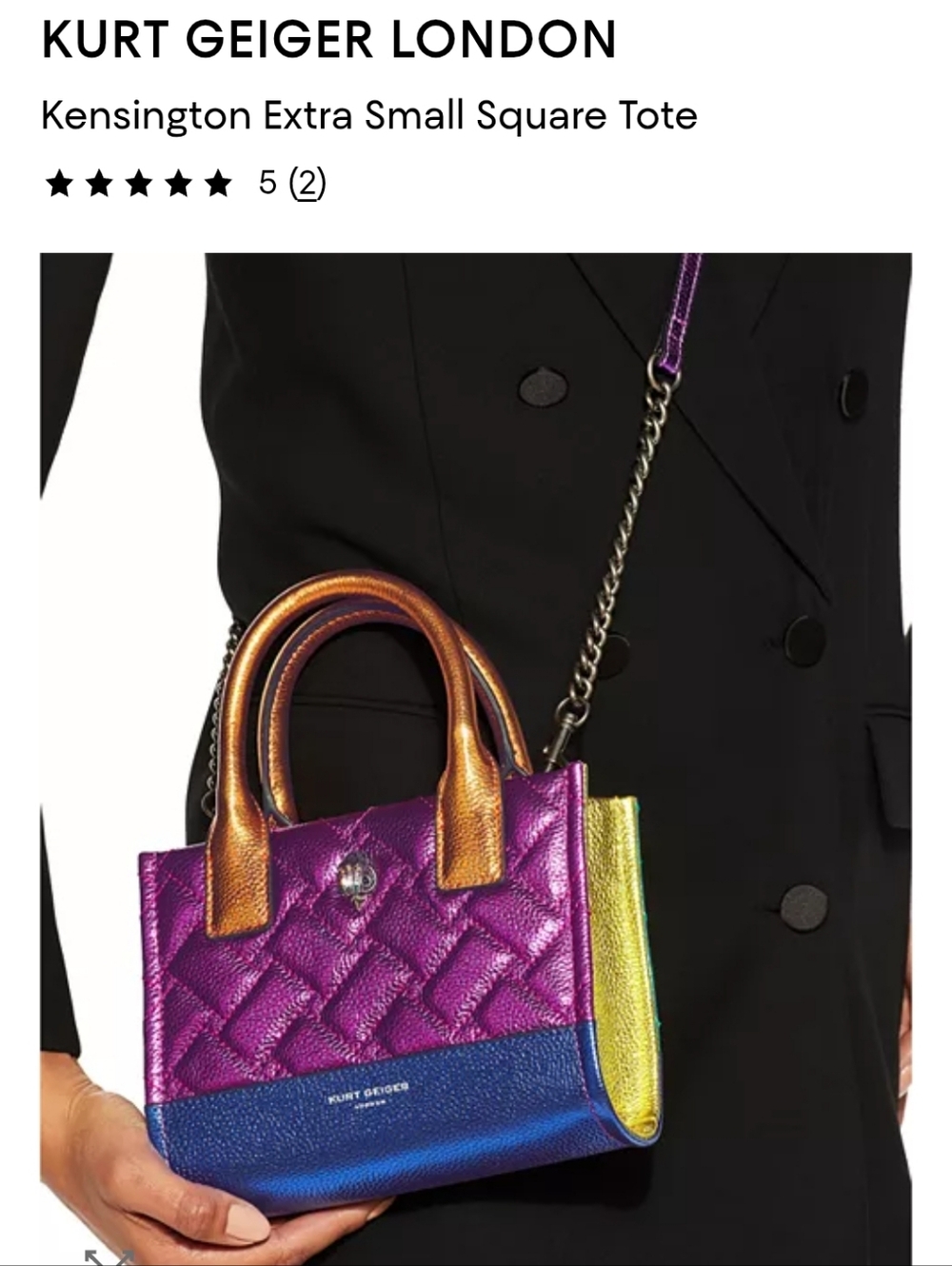 Kurt Geiger Leather Kensignton  Metallic Crossbody Bag New With Dustcover - Picture 2 of 11